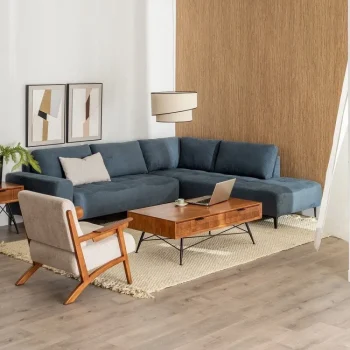 IXIA Chaise Longues^Sofá Chaiselongue Derecha Tapizado Azul 266 X 222 X 80 Cm