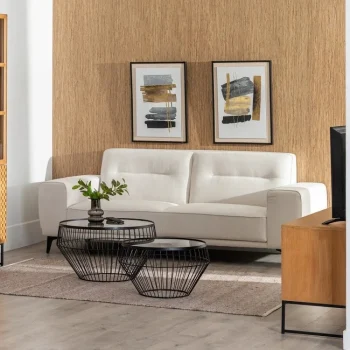 IXIA Sofás Baratos Online^Sofá De 3 Plazas Crema Tapizado Con Patas Metálicas 220 X 87 X 85 Cm