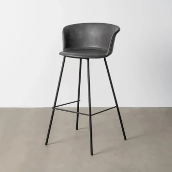 IXIA Taburetes De Cocina^Taburete Alto Parma Marrón Con Patas Metálicas Negras 44,5 X 93,5 X 48,5 Cm