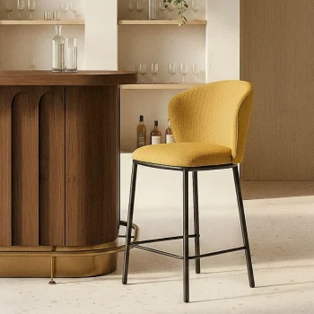 IXIA Taburetes De Cocina^Taburete Bar Medio Espiga Mostaza 55 X 96 X 55 Cm