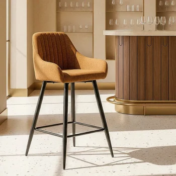 IXIA Taburetes De Cocina^Taburete Medio Bar Tapizado Coimbra Marrón 47 X 93 X 47 Cm