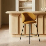 IXIA Taburetes De Cocina^Taburete Medio Bar Tapizado Tavira Mostaza 46,5 X 90 X 46,5 Cm