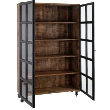 IXIA Vitrinas^Vitrina De Madera De Mango Negro - Natural Con Ruedas 120 X 194 X 40 Cm