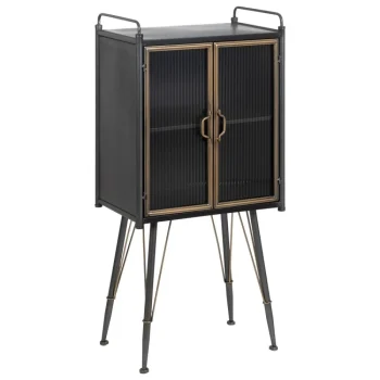 IXIA Vitrinas^Vitrina Para Salón Brick En Hierro Negro Y Oro Con Cristal 58 X 120 X 40 Cm